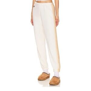 AVIATOR NATION 5 Stripe Drawstring Sweatpant in Vintage White & Sand Large L